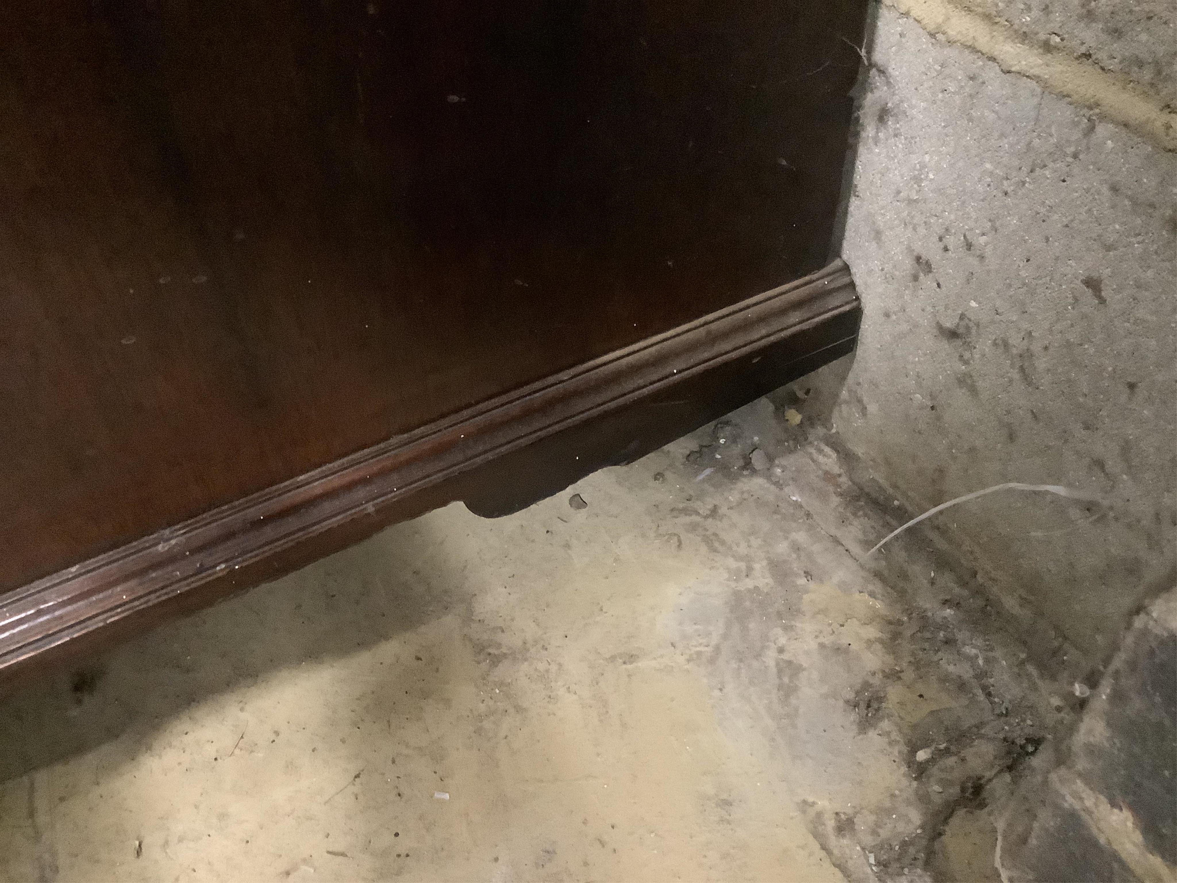 A George III mahogany secretaire chest, fitted with a later glazed two door bookcase, width 112cm, depth 56cm, height 247cm. Condition - poor